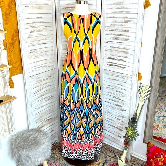 ANTHROPOLOGIE l Floreat Dahlia Key Hole Sleeveless Maxi Dress Size 6 - Picture 5 of 11